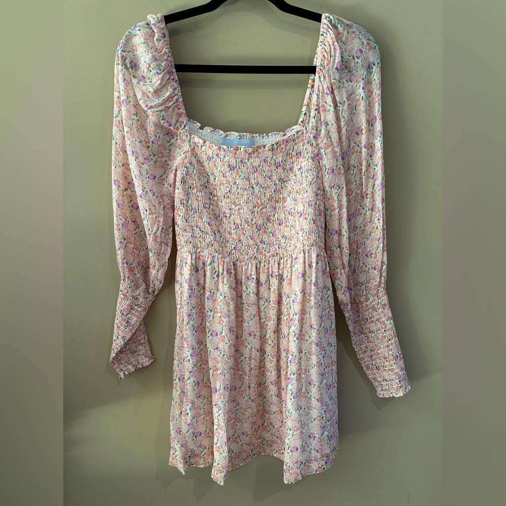 Hill House The Grace Mini Nap Dress - Pansy in Pink Multi Georgette - Picture 5 of 11